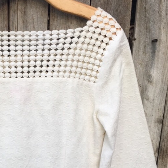 Lilly Pulitzer Embroidered Square Neck Floral Print Blouse Ivory 6 - Picture 8 of 13